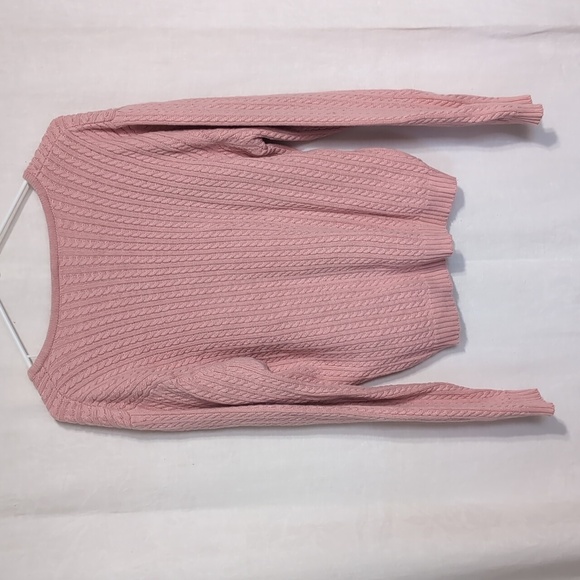 Crystal Kobe Light Pink Cable Knit Buttoned Cardigan Size Large - Picture 3 of 3